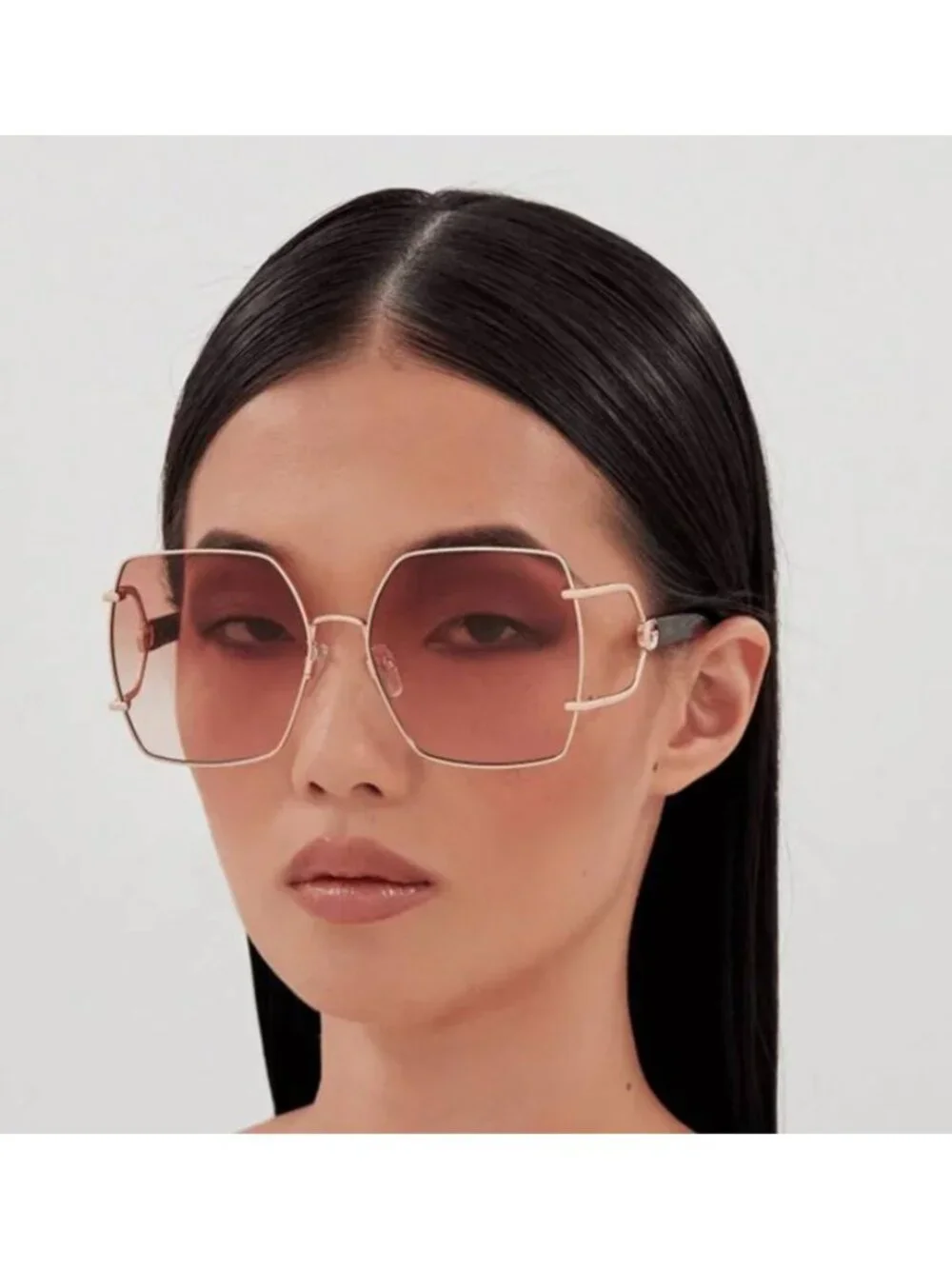 NEW GG1564SA 004 GUCCI SUNGLASSES, GOLD/PINK OVERSIZED WOMEN GUCCI EYEWEAR